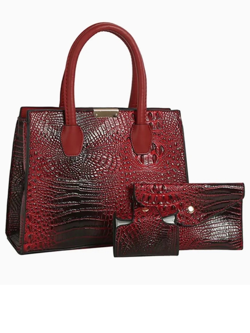 NWT Alligator 3-in-1 Handbag Set - Red